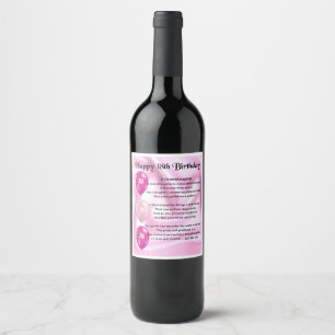 Pour Bouteilles De Vin Petite-fille Poem Bouteille Étiquette 18e annivers