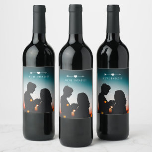 Pour Bouteilles De Vin Photo sombre FAIRE-PART FIANÇAILLES Étiquette