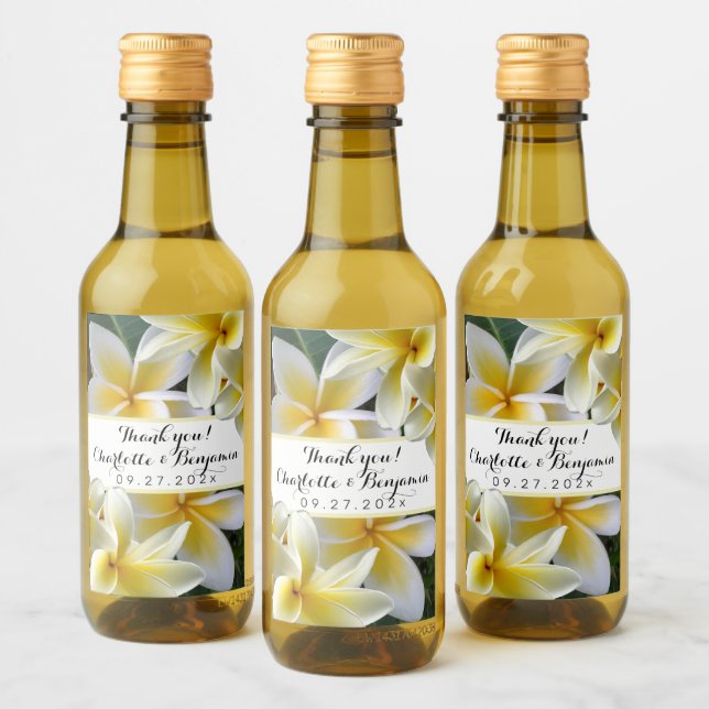 Pour Bouteilles De Vin Plumeria Fleurs Mini Mariage Bouteille Étiquettes (Bouteilles)