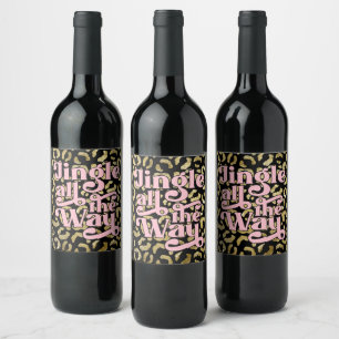 Pour Bouteilles De Vin Retro Jingle Tout le chemin Boire Étiquette Poster