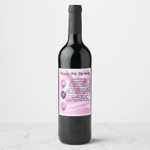 Pour Bouteilles De Vin Soeur en droit Poem Bottle Étiquette 50e annivers