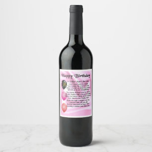 Pour Bouteilles De Vin Soeur Poem Wine Bottle Étiquette - Joyeux anniver