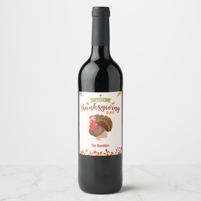 Pour Bouteilles De Vin Thanksgiving Turkey Wine Étiquette (Devant)