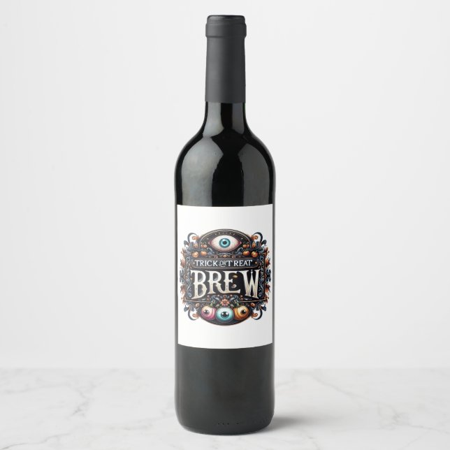 Pour Bouteilles De Vin Trick ou Treat Brew Étiquette (Devant)