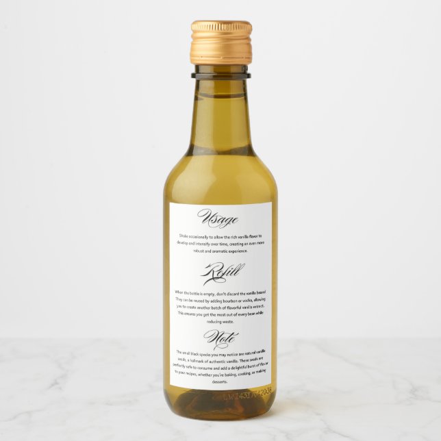 Pour Bouteilles De Vin Vanilla Extrait Utilisation apothecaire étiquettes (Devant)