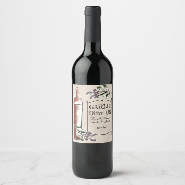 Pour Bouteilles De Vin vinaigre d'huile d'olive maison maison étiquette d (Devant)