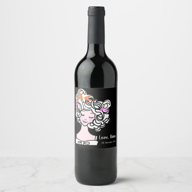 Pour Bouteilles De Vin VINS ÉTIQUETTE - beauté, fille, dame (Devant)
