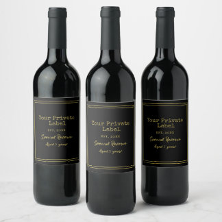 Pour Bouteilles De Vin Votre étiquette privée Black and Gold Special Res