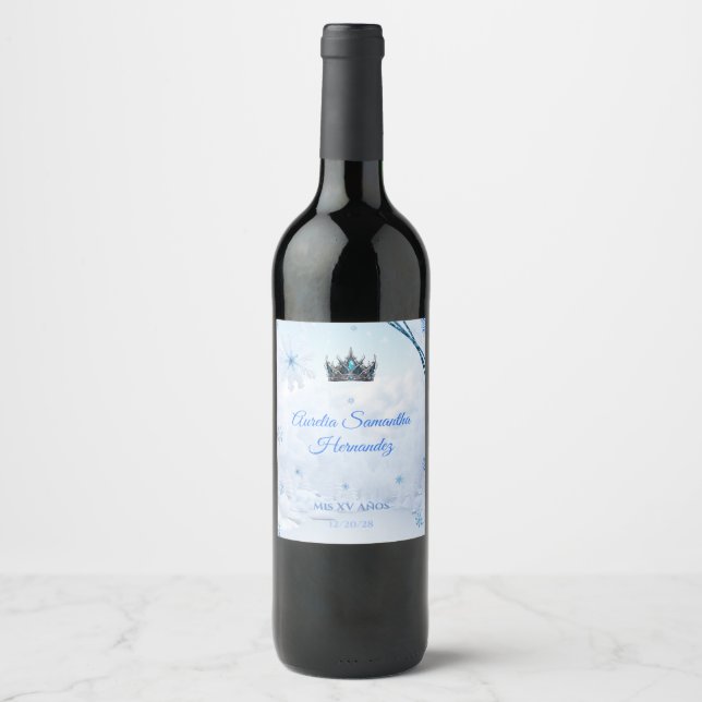 Pour Bouteilles De Vin Winter Wonderland Wine Bottle Étiquette (Devant)