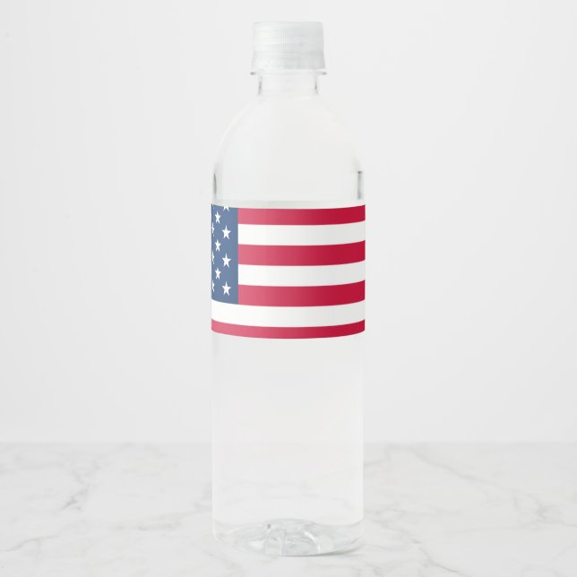 Pour Bouteilles D'eau American Flag USA Patriotic Water Bottle Étiquette (Devant)