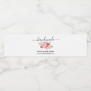 Pour Bouteilles D'eau Aquarelle à la main rose Étiquette à l'armature