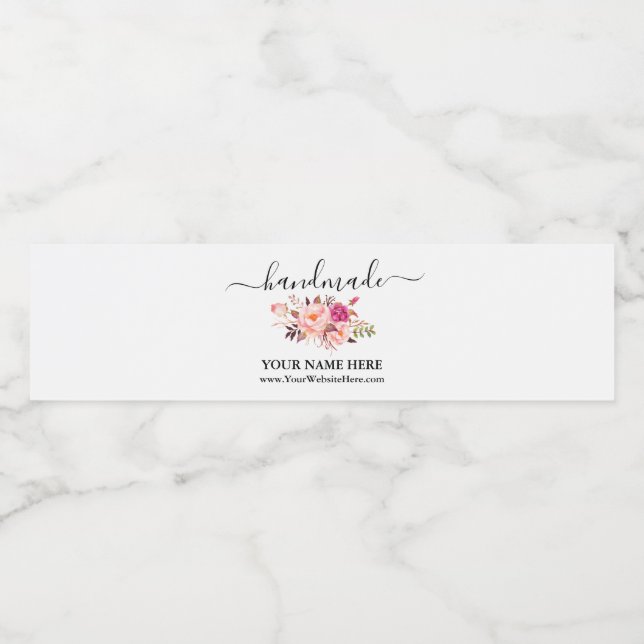 Pour Bouteilles D'eau Aquarelle à la main rose Étiquette à l'armature (Étiquettes simples)