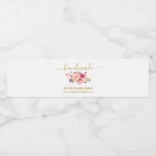 Pour Bouteilles D'eau Aquarelle rose Floral Étiquette artisanal