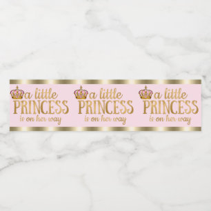 Pour Bouteilles D'eau Baby shower d'or rose Princess Étiquette bouteille