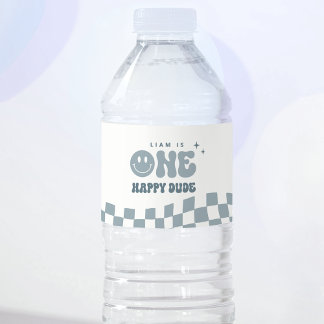 Pour Bouteilles D'eau Blue ONE Happy Dude Birthday Étiquette de bouteill
