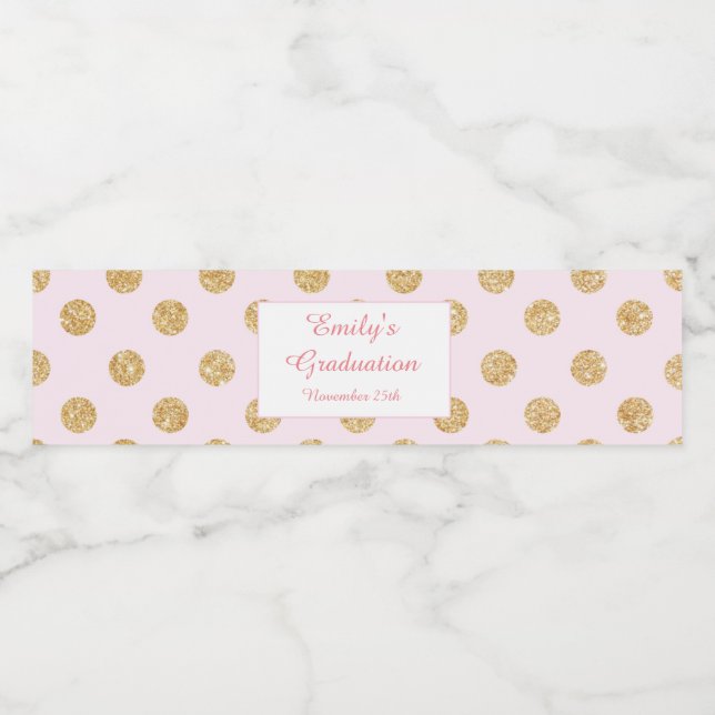 Pour Bouteilles D'eau Bouteille Étiquette de la fête de graduation Blush (Étiquettes simples)