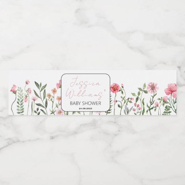 Pour Bouteilles D'eau Bouteille fleur sauvage baby shower étiquette (Étiquettes simples)