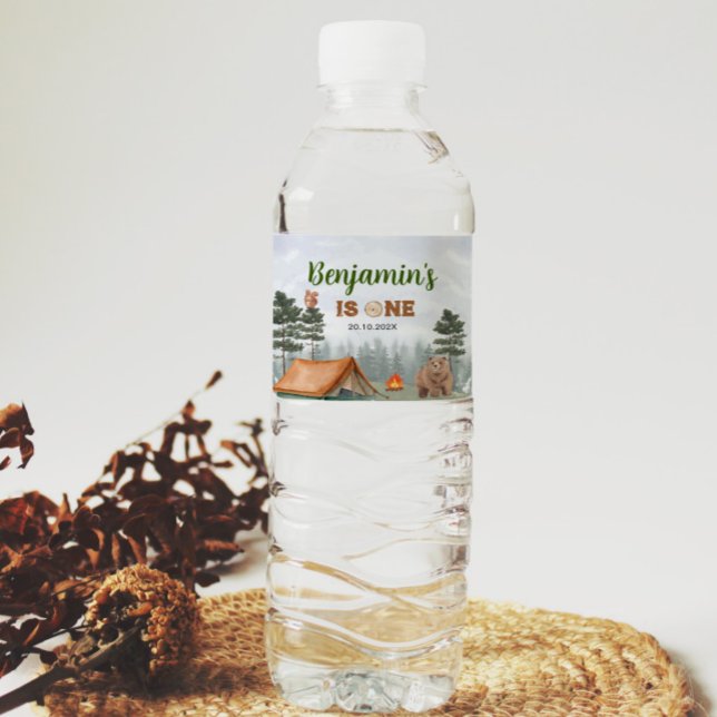 Pour Bouteilles D'eau Camping Woodland Anniversaire Étiquette de bouteil (Créateur téléchargé)