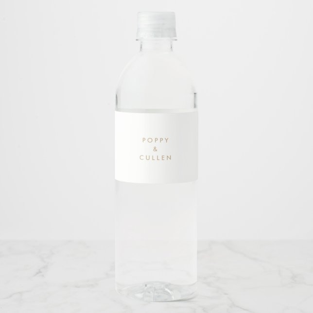 Pour Bouteilles D'eau Chic Mariage de typographie or Étiquette de boutei (Devant)