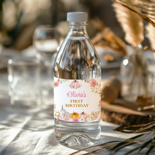Pour Bouteilles D'eau Citrouille fille premier anniversaire Étiquette bo