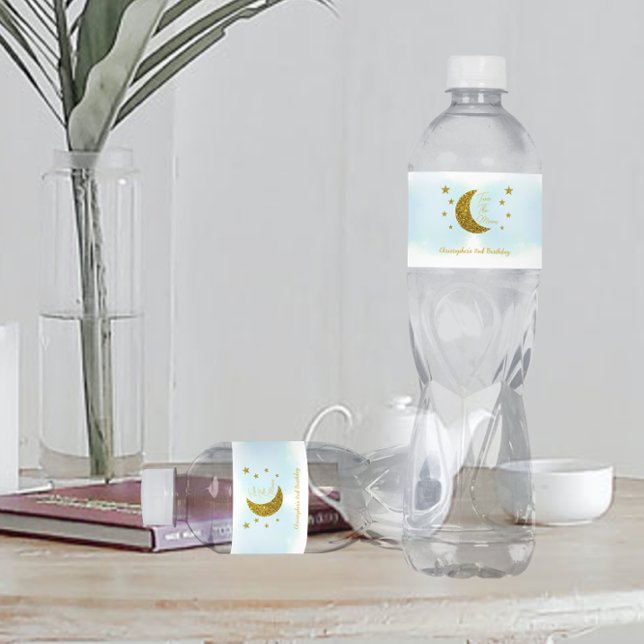 Pour Bouteilles D'eau Deux La Lune 2e anniversaire Étiquette de bouteill (Créateur téléchargé)