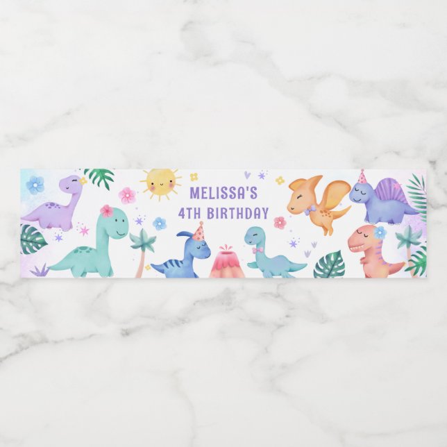 Pour Bouteilles D'eau Dinosaur Anniversaire Fête Étiquette de bouteille  (Étiquettes simples)