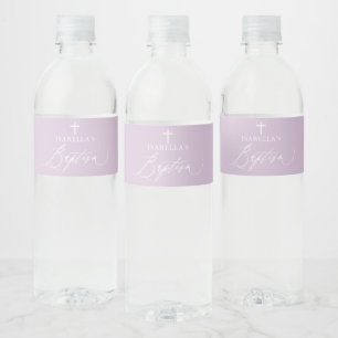 Pour Bouteilles D'eau Dusty Purple Cross fille Baptism Étiquette de bout