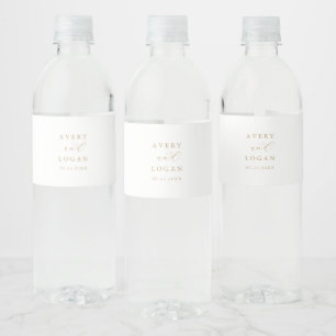 Pour Bouteilles D'eau Élégant Mariage de script or Étiquette de bouteill