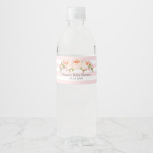 Pour Bouteilles D'eau Étiquette de Baby shower à rayures roses