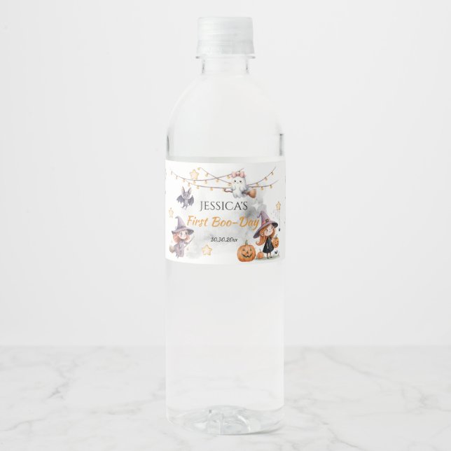 Pour Bouteilles D'eau Étiquette de boisson Halloween Joyeux Fantôme Mign (Devant)