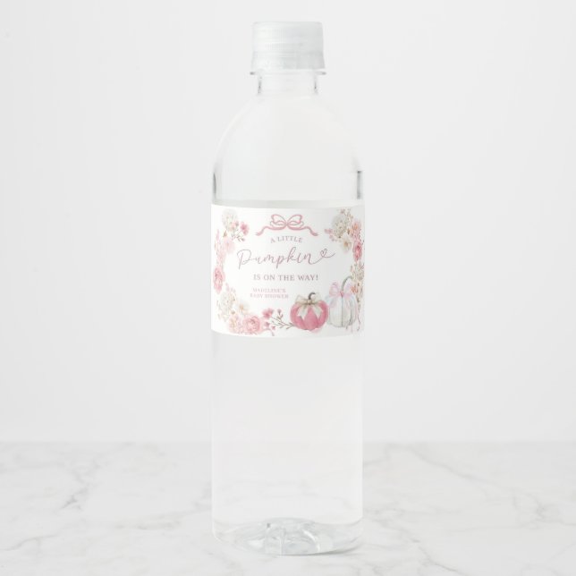 Pour Bouteilles D'eau Étiquette de bouteille de petite citrouille blanch (Devant)