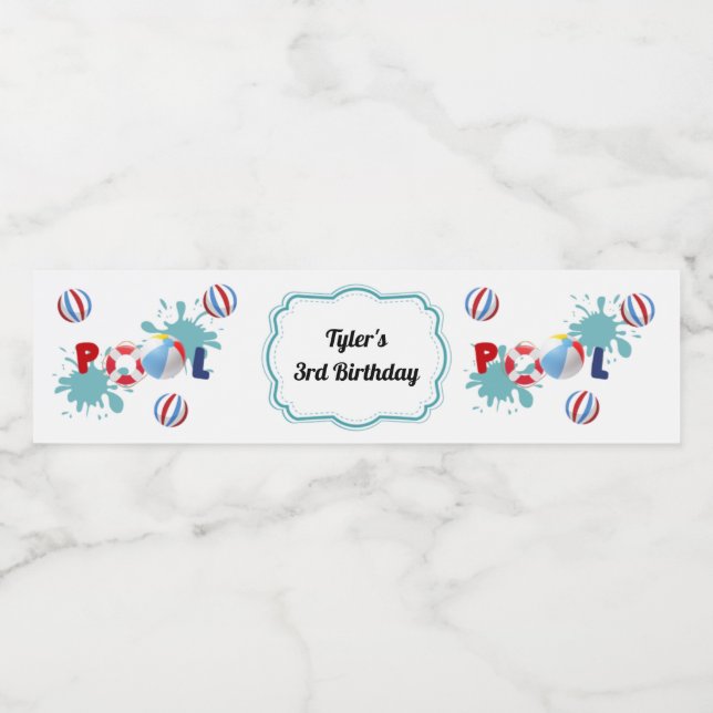 Pour Bouteilles D'eau Étiquette de la piscine Beach Ball Party Water Bot (Étiquettes simples)