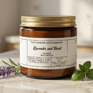 Pour Bouteilles D'eau Étiquette de pot de beurre corporel blanc rustique
