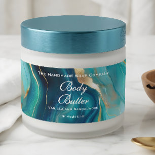 Pour Bouteilles D'eau Étiquette de pot de beurre corporel - Marbre bleu 