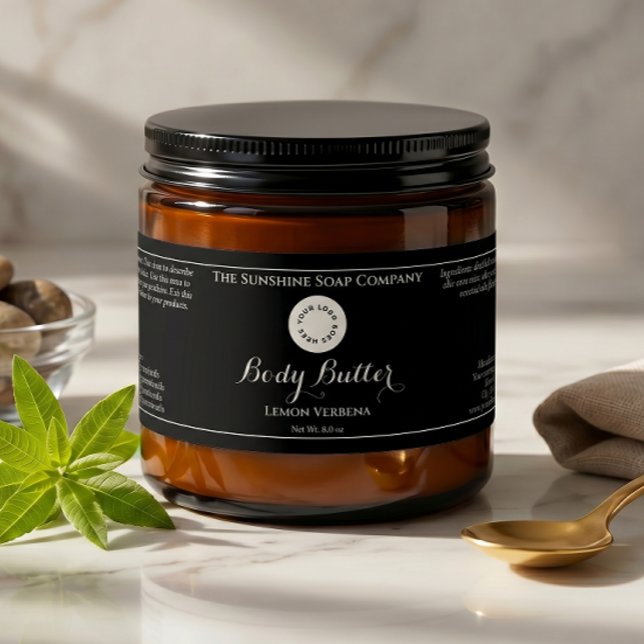 Pour Bouteilles D'eau Étiquette de pot de cosmétiques étanche noire avec (Créateur téléchargé)