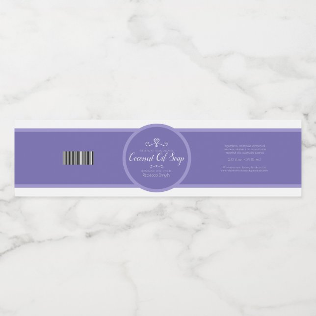 Pour Bouteilles D'eau Étiquette de produit bleu savon à l'huile de coco (Étiquettes simples)