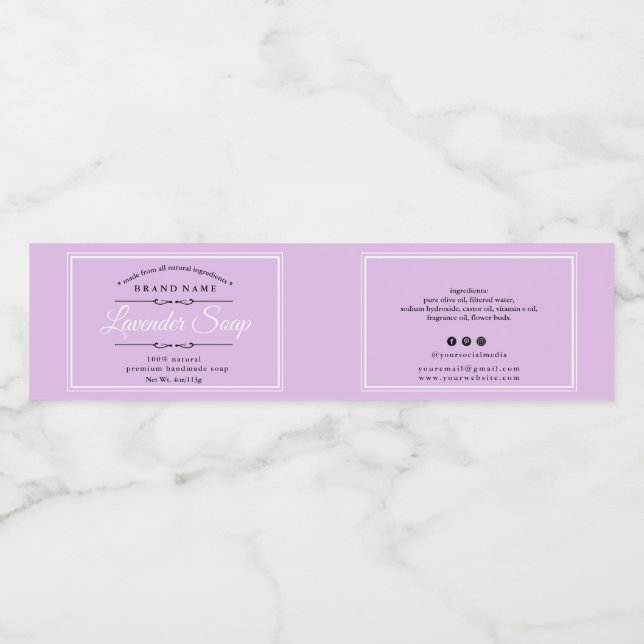 Pour Bouteilles D'eau Étiquette de savon violet Lavender (Étiquettes simples)