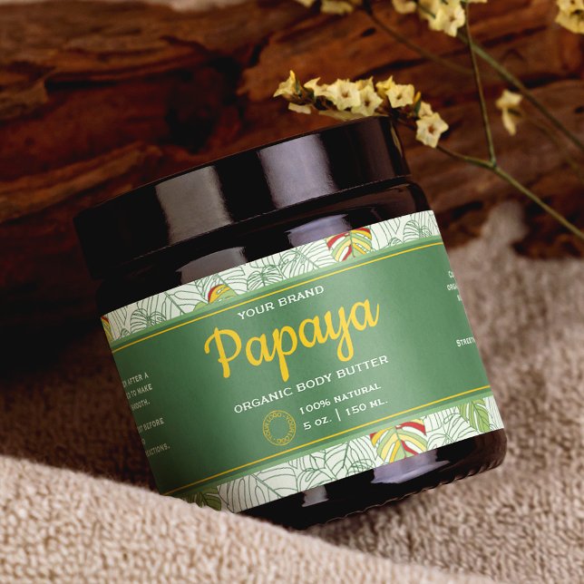 Pour Bouteilles D'eau Étiquette Feuille Tropical Cosmétique Jar Wrap-Aro (Wrap-around cosmetics jar label)