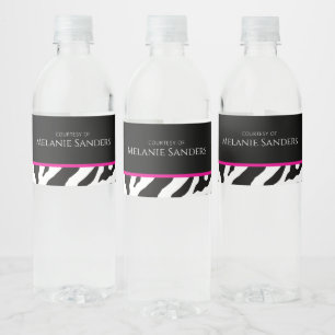 Pour Bouteilles D'eau Étiquette moderne branché de bouteille Zebra avec