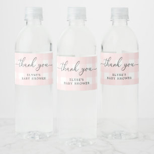 Pour Bouteilles D'eau Étiquette rose En vichy Baby shower Merci Favorise