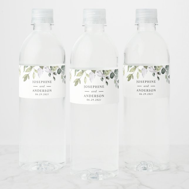 Pour Bouteilles D'eau Eucalyptus Mariage Réception Étiquette bouteille d (Bouteilles)