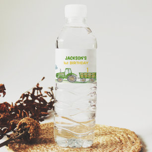 Pour Bouteilles D'eau Ferme de tracteur vert Anniversaire Étiquette de b