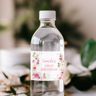 Pour Bouteilles D'eau Floral Fairy Premier anniversaire Étiquette de bou