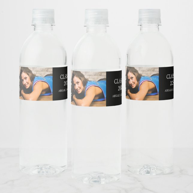 Pour Bouteilles D'eau Graduation Photo Custom Water Bottle Étiquette (Bouteilles)