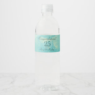 Pour Bouteilles D'eau Mariage d'aquarelle Anniversaire Étiquette de bout