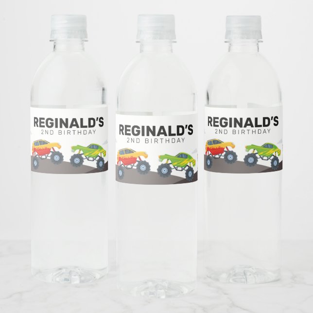 Pour Bouteilles D'eau Monster Camion Anniversaire fête Étiquette bouteil (Bouteilles)