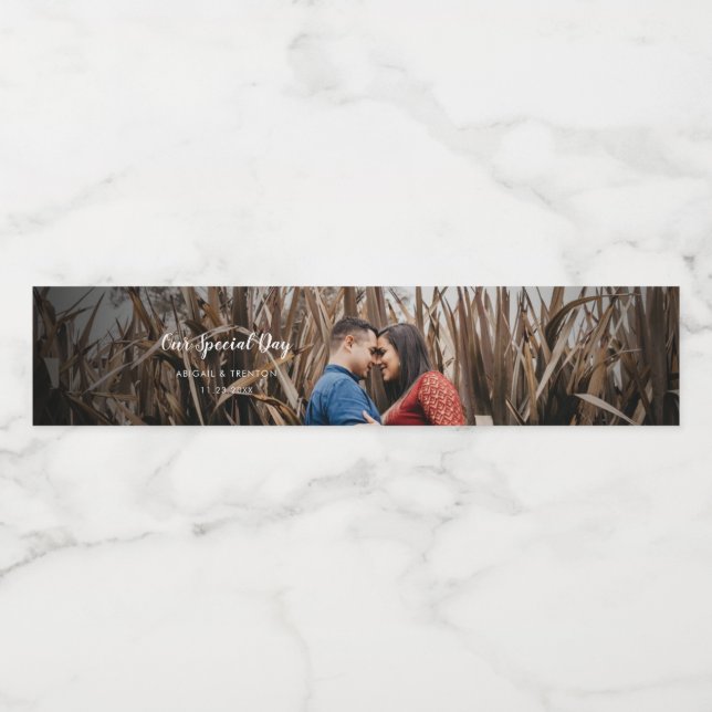 Pour Bouteilles D'eau Photo du jour de mariage personnalisé Étiquette de (Étiquettes simples)