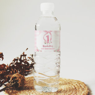 Pour Bouteilles D'eau Pink Bows Coquette Anniversaire Étiquette de boute