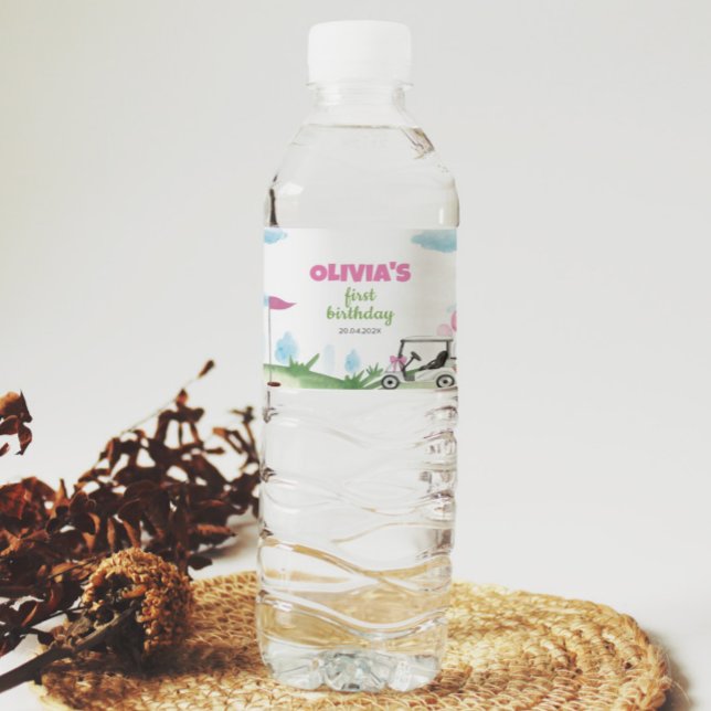 Pour Bouteilles D'eau Pink Golf Girl Anniversaire Fête Étiquette de bout (Créateur téléchargé)