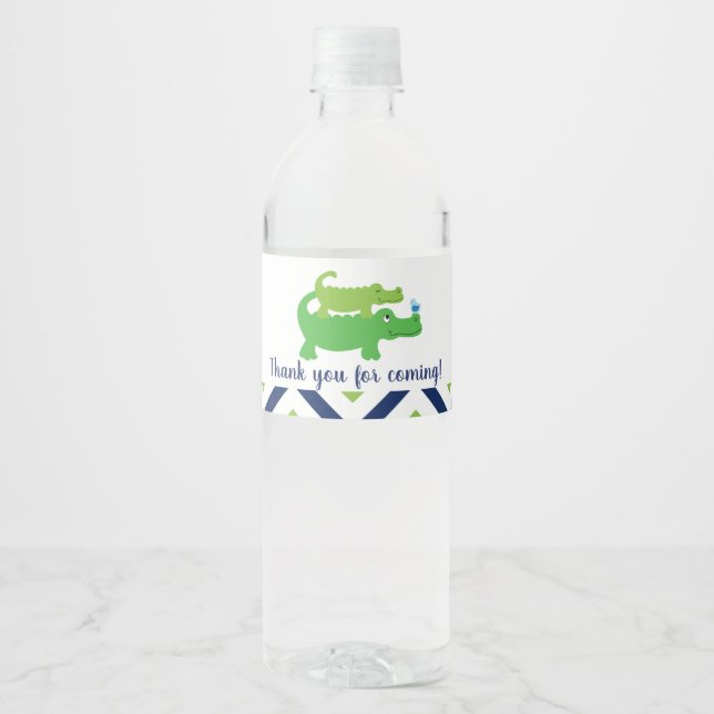 Pour Bouteilles D'eau Preppy Alligator Baby Boy Water Bottle Étiquette (Devant)